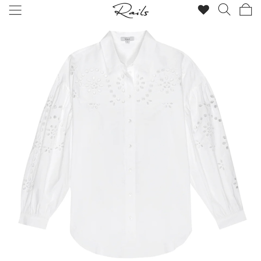 NWT Rails Alister button down shirt too poplin eyelet embroidery XS